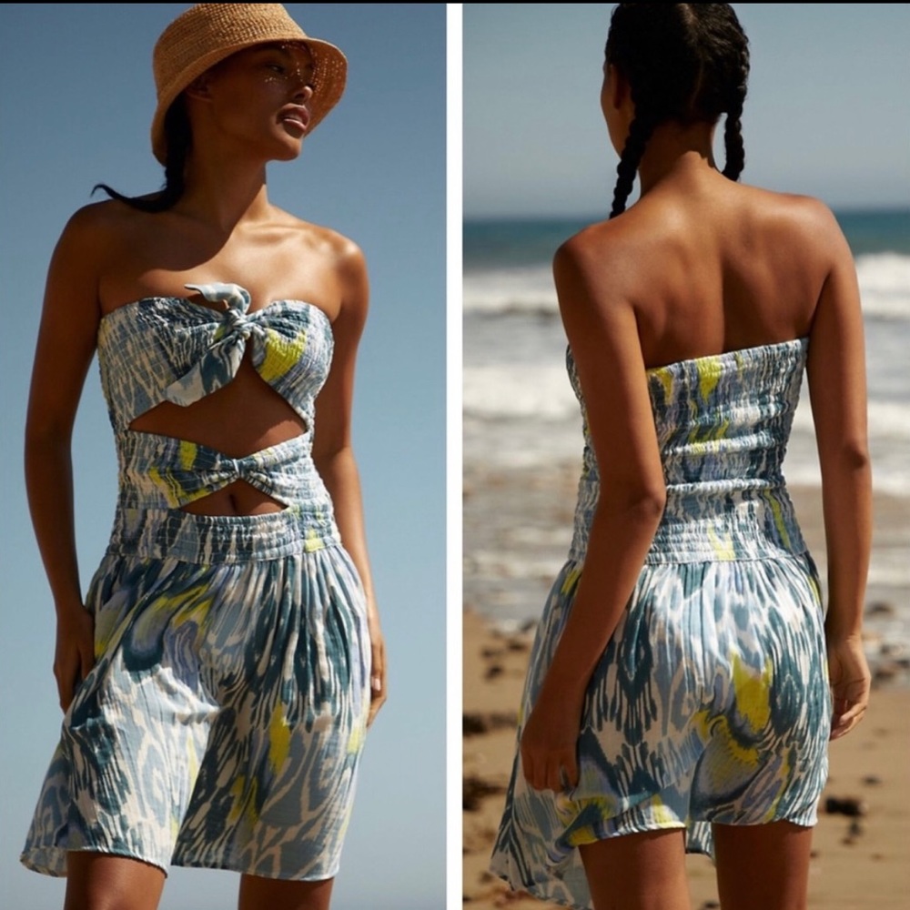 By Anthropologie Reversible Mini Dress-Medium-Blue/Multi.NWT